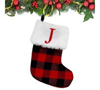 Calze di Natale con Lettere,Calze di Natale con Nomi,Pendenti con per Albero di con Lettere | Ciondoli per Albero di Modello Scozzese Natalizi Borse Pendenti per Decorazioni Natalizie