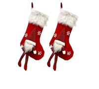 Calze di Natale di alta qualità a forma di vecchio senza volto, lavorate a maglia, con laccetti per appendere le decorazioni per l'albero di Natale, perfette per nascondere i regali per i bambini