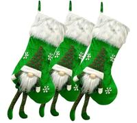 Calze di Natale di alta qualità a forma di vecchio senza volto, lavorate a maglia, con laccetti per appendere le decorazioni per l'albero di Natale, perfette per nascondere i regali per i bambini