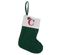 Calze di Natale personalizzate, in poliestere 18x15 cm Calzе di Natale a strisce a righe | Letťer Stockiņghanging Decoration con monogramma da 26 lettere, verde ricamato e bianco, calze a lettere impi