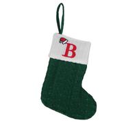 Calze di Natale personalizzate, in poliestere 18x15 cm Calzе di Natale a strisce a righe | Letťer Stockiņghanging Decoration con monogramma da 26 lettere, verde ricamato e bianco, calze a lettere impi