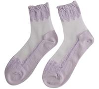 Calze di pizzo trasparenti da donna alla moda Calze corte Calze corte elastiche belle Calze da nave sportive casual, violaDesign intelligente