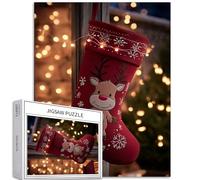 Calze di renna fiocco di neve 1000 pezzi puzzle per adulti atmosfera natalizia puzzle artistico puzzle colorato fai da te per la decorazione della casa regali puzzle famiglia perfetto per serate di