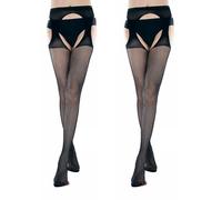 Calze Donna Collant Sexy, 2 Paia Calze Per Reggicalze A Rete Donna, Collant Da Signora Con Reggicalze, Elastica, Vita Alta, Sexy, Taglia Unica, Nero