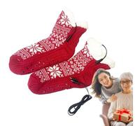 Calze elettriche Riscaldatore alimentato USB portatile | Calzini riscaldanti per il tempo freddo con motivo fiocco di neve per uomo donna tempo freddo caccia campeggio escursionismo