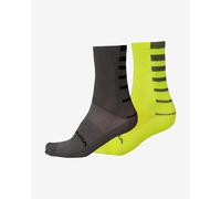 Calze ciclismo Coolmax Stripe (pacco da due) nero/giallo neon L-XL