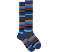 calze GALLO lunghe gambaletto da per uomo cotone riga multicolor blu e zafferano