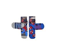 Calze gommate Spiderman confezione da due paia Antiscivolo per Bambino Personaggi Vari Modelli (31-34, ant-spid assortito)