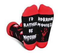Calze Halloween Scheletro Uomo Donna Ragazzi Divertenti - I'D RATHER BE WATCHING HORROR MOVIES Fantasia Colorati Strani Scheletri Calzini Costume - Regali Halloween Originali Idee Regalo per Lui Lei