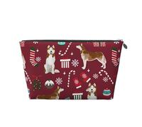 Calze Husky Candy Canes Holiday Dog Ruby, Borsa da toilette Borsa per trucco Borsa per cosmetici Borsa da toilette da viaggio portatile