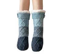 Calze invernali da donna, calde, comode, foderate con pinze, pantofole, calze da donna (blu, taglia unica)