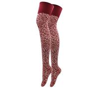 Calze invernali da donna in cotone lavorato a maglia, calde, extra lunghe, scaldamuscoli sopra il ginocchio, calze da donna leggere, vino, Taglia unica