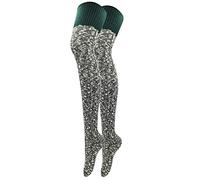 Calze invernali da donna in cotone lavorato a maglia, calde, extra lunghe, scaldamuscoli sopra il ginocchio, calze da donna leggere, Verde, Taglia unica