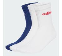 adidas Unisex - Adulto Linear Crew Cushioned Socks 3 Pairs, Dark Blue/White/White, 8.5-10