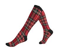 Calze lunghe con stampa scozzese rossa e nera per donne e uomini, calze a compressione per il massimo comfort e supporto, 3 nero, Taglia unica