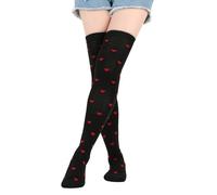 Calze lunghe sopra il ginocchio per San Valentino Carino Labbro Cuore Amore Modello Coscia Calze Alte Per Le Donne Feste E Abbigliamento Casual San Valentino Calze Lunghe, 7 Piccolo Cuore Rosso B