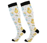 Calze lunghe Spring Ducks Clouds White Calze a compressione Quotidiano | Calze alte traspiranti Calze sopra il polpaccio per Trekking Lavoro Tennis