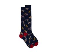 Calze lunghe uomo blu fantasia cani