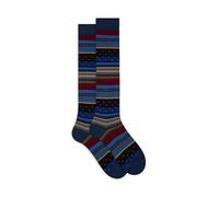 Calze lunghe uomo blu fantasia mix righe e pois