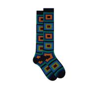 Calze lunghe uomo blu fantasia quadri concentrici