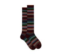 Calze lunghe uomo bordò righe multicolor