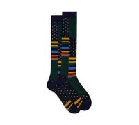Calze lunghe uomo cotone blu fantasia blocchi multicolor, pois e windsor