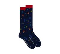 Calze lunghe uomo cotone blu fantasia carte da gioco