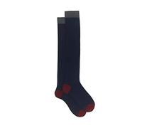 Calze lunghe uomo cotone e cashmere blu tinta unita e contrasti