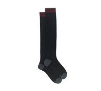 Calze lunghe uomo cotone e cashmere nero tinta unita e contrasti