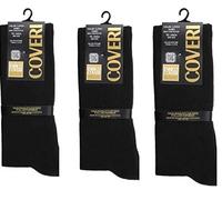 CALZE LUNGHE UOMO ENRICO COVERI 3 PAIA CALDO COTONE INVERNALI TINTA UNITA - TAGLIA UNICA UFFICIO TEMPO LIBERO INVERNO FELPATE MORBIDE ELASTICO MORBIDO NERE BLU GRIGIE MARRONI (BLU-GRIGIO-NERO)