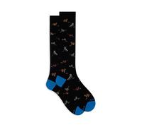 Calze lunghe uomo nero fantasia gatti con topini e gomitoli