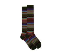 Calze lunghe uomo verde fantasia mix righe e pois
