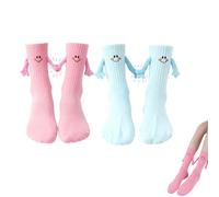 Calze magnetiche per coppie - 2 paia di calze in cotone con design divertente, ideali per uomo e donna, con effetto magnetico e motivo sorridente - Perfette come regalo per coppie