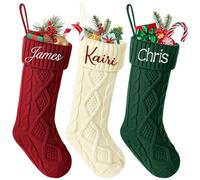 Calze natalizie con nomi personalizzati, 45,7 cm, con nome ricamato personalizzato da appendere a cavo grande calze natalizie per casa di campagna rustica camino ornamento da appendere decorazione