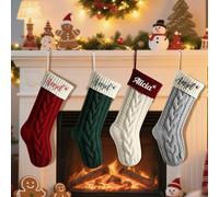 Calze natalizie divertenti fai da te con nomi personalizzati, con nome ricamato personalizzato, grande calza di Natale per famiglia, camino, scale, finestre, decorazione per feste di compleanno