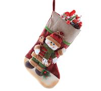 Calze natalizie festive con design pupazzo di neve e renna di Babbo Natale