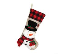 Calze natalizie festive da 48 cm con design scozzese con pupazzo di neve, cervo, Babbo Natale e pinguino, decorazioni in peluche per casa vacanza (pupazzo di neve)