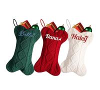 Calze natalizie lavorate a maglia a forma di osso grandi, personalizzate da 41,5 cm, con nome personalizzato, calza di Natale grande per la famiglia, decorazione natalizia per camino, vacanze