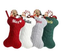 Calze natalizie personalizzate, con nome e monogramma ricamati, set di 3 grandi calze a maglia da 45,7 cm per bambini, decorazioni per famiglie e vacanze, perfette per camino o regali festivi