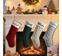 Calze natalizie personalizzate con nome ricamato, grandi calze natalizie da appendere al camino, scale, finestre, decorazioni per feste di compleanno (9 pezzi)