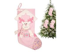Calze natalizie rosa - Calze a Babbo Natale e alce | Decorazione natalizia perfetta per la famiglia, ideale come sacchetto di caramelle per Natale e come decorazione