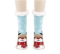 Calze Natalizie Uomo Donna, Calze Extra Lunghe E Comode per Morbidi Calzini da Pavimento con Fodera Termica, Caldi Calzini da Notte per Uso Interno Ed Esterno Invernale (Light Blue, One Size)