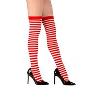 Calze Parigine a Righe Bianche e Rosse, Taglia Unica Adulto, 70 DEN
