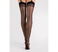 Calze Reggicalze Velate Nere DIVA 20 DENARI Balza a Pois + Riga e Tallone Cubano