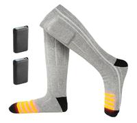 Calze Riscaldate a Batteria, 2 set 4000mAh/5V Max. 10 Ore, 3 Livelli di Calore, Calzini Termici Lavabili, per Campeggio Caccia Pesca Ciclismo(Gray)