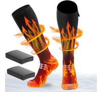 Calze Riscaldate a Batteria 2025 ikuchelife, 2 x 9000mAh/5V Max. 18 Ore Inverno Ricaricabili Calzini USB Riscaldati Scaldapiedi Elettrico Calze al ginocchio con 3 Temperature per l'intero Plantare