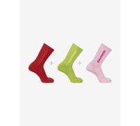 Calze Salomon Everyday Crew 3-Pack rosso giallo rosa - L