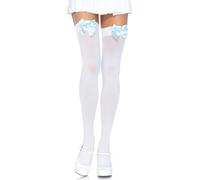 Calze Sexy Calze di Nylon Dolce Ragazze Coscia Alta Calze Lunghe Stile Carino Bowknot Estate Calze Alte, bianco/azzurro., Etichettalia unica
