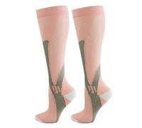 Calze sportive professionali a compressione per uomo e donna calze da ciclismo sopra il ginocchio e calze da calcio per polpaccio, rosa, L