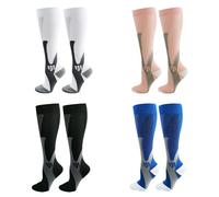 Calze sportive professionali a compressione per uomo e donna calze da ciclismo sopra il ginocchio e calze da calcio per polpaccio, set 4,S